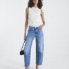 Blue Seamed Barrel Leg Jeans
