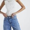 Blue Seamed Barrel Leg Jeans