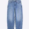 Blue Seamed Barrel Leg Jeans