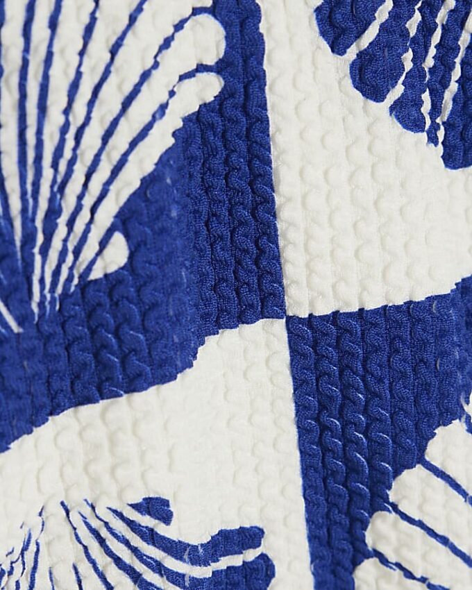 Blue Shell Print Textured Bikini Bottoms