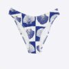 Blue Shell Print Textured Bikini Bottoms
