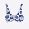 Blue Shell Print Textured Bikini Top