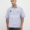 Blue Short Sleeve Striped Badged Shirt