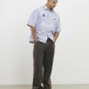 Blue Short Sleeve Striped Badged Shirt