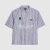 Blue Short Sleeve Striped Badged Shirt