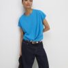 Blue Short Sleeve Twist Front T-shirt