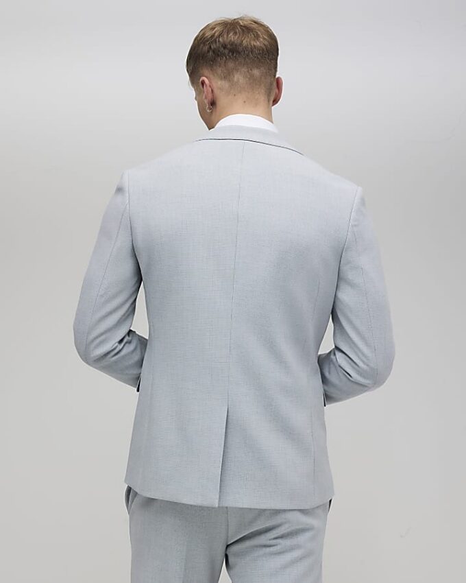 Blue Skinny Fit Check Suit Jacket Blue Skinny Fit Check Suit Jacket