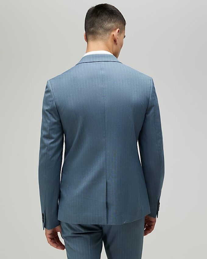 Blue Skinny Fit Pinstripe Suit Jacket Blue Skinny Fit Pinstripe Suit Jacket