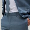 Blue Skinny Fit Pinstripe Suit Trousers
