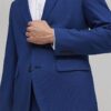 Blue Skinny Fit Textured Suit Jacket