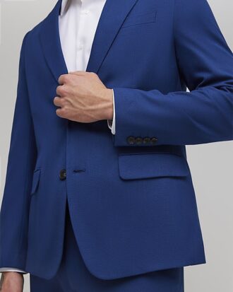 Blue Skinny Fit Textured Suit Jacket