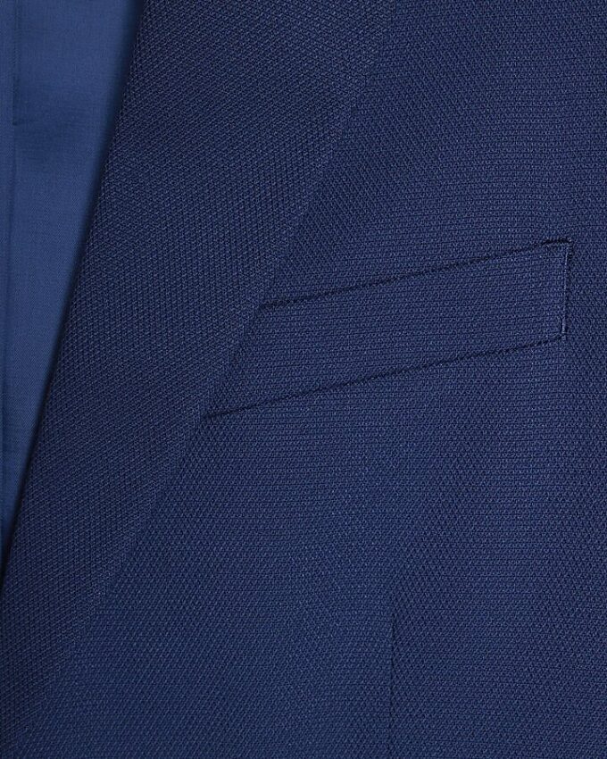 Blue Skinny Fit Textured Suit Jacket