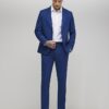 Blue Skinny Fit Textured Suit Trousers