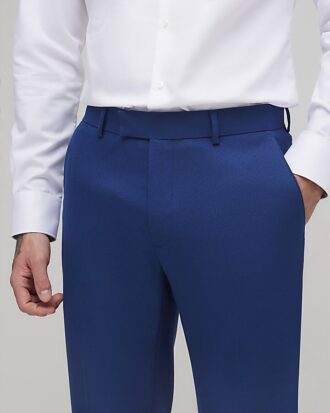 Blue Skinny Fit Textured Suit Trousers