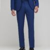 Blue Skinny Fit Textured Suit Trousers