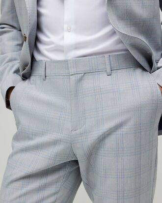 Blue Slim Fit Check Slim Suit Trousers