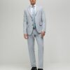 Blue Slim Fit Check Suit Jacket