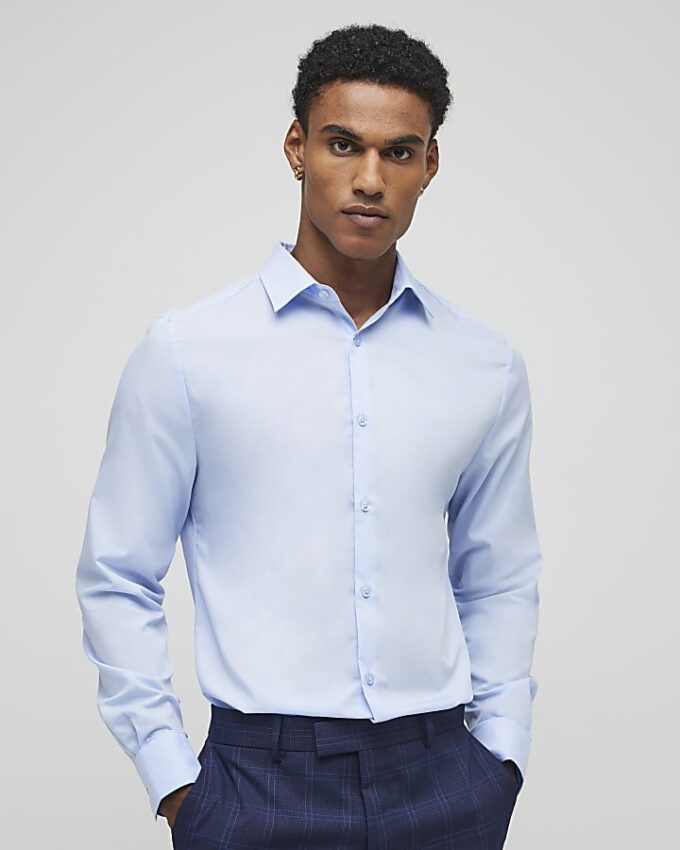 Blue Slim Fit Long Sleeve Shirt