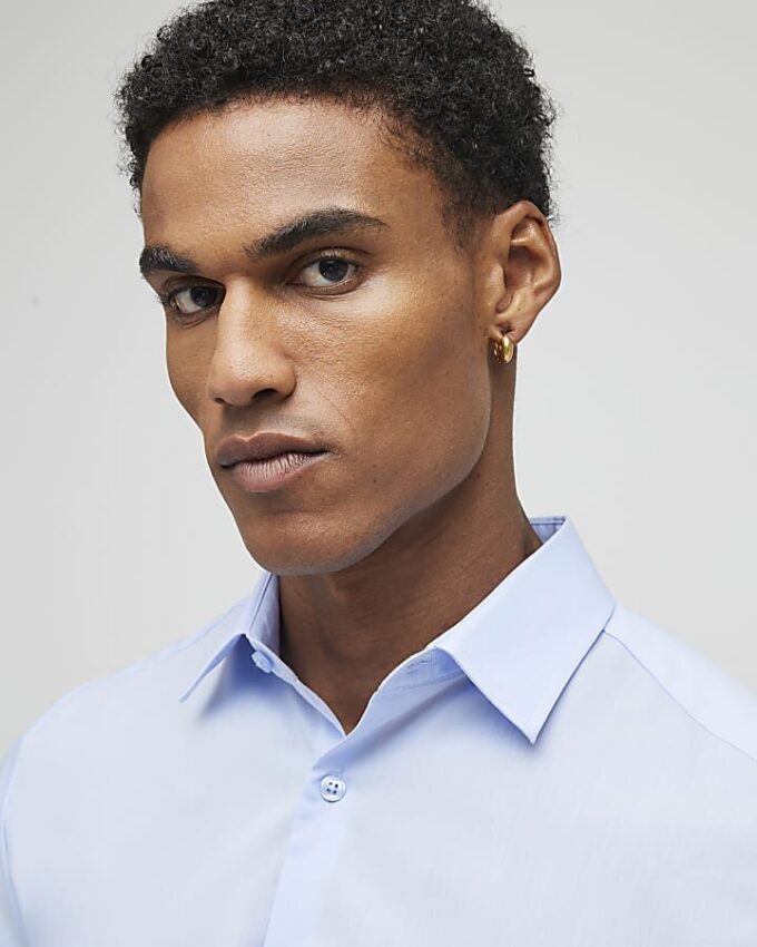 Blue Slim Fit Long Sleeve Shirt