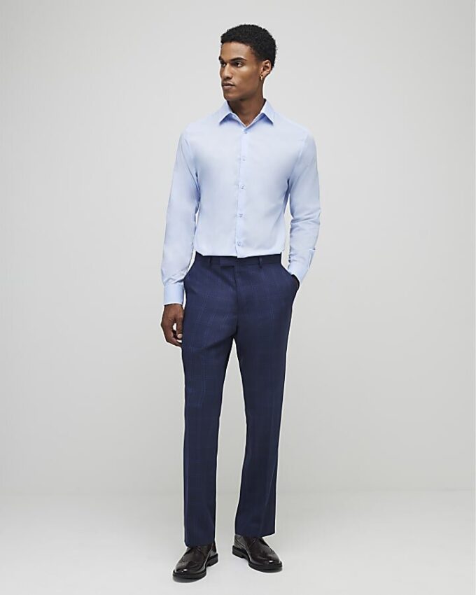Blue Slim Fit Long Sleeve Shirt