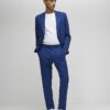 Blue Slim Fit Textured Suit Jacket