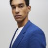 Blue Slim Fit Textured Suit Jacket