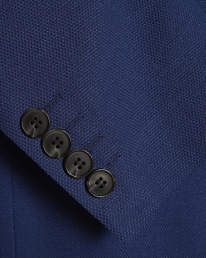 Blue Slim Fit Textured Suit Jacket