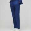 Blue Slim Fit Textured Suit Trousers