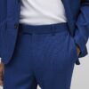 Blue Slim Fit Textured Suit Trousers
