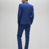 Blue Slim Fit Textured Suit Trousers