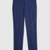 Blue Slim Fit Textured Suit Trousers