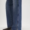 Blue Split Hem Straight Leg Jeans