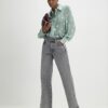 Blue Spot Print Scallop Trim Shirt
