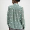 Blue Spot Print Scallop Trim Shirt