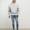 Blue Spray On Rip Jeans