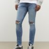 Blue Spray On Rip Jeans