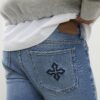 Blue Spray On Rip Jeans