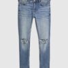 Blue Spray On Rip Jeans