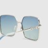 Blue Square Oversized Metal Edge Sunglasses