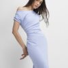 Blue Stretchy Draped Midi Dress Blue Stretchy Draped Midi Dress