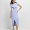 Blue Stretchy Draped Midi Dress Blue Stretchy Draped Midi Dress