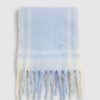 Blue Tassel Trim Fluffy Scarf