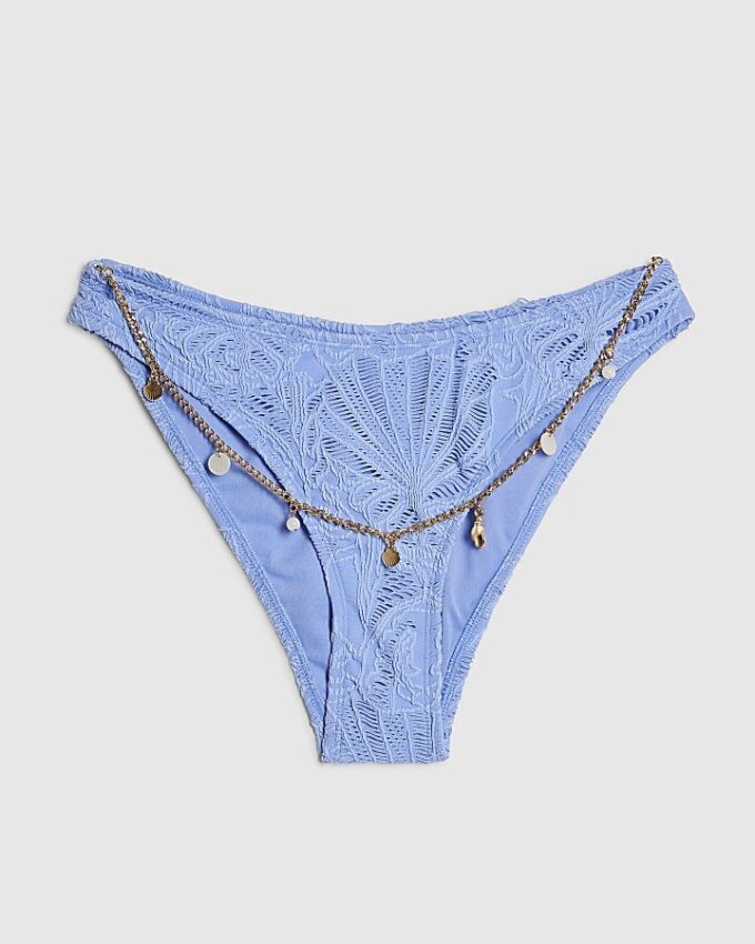Blue Textured Shell Bikini Briefs