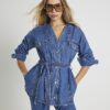 Blue Tie front Denim Jacket
