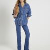 Blue Tie front Denim Jacket