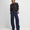 Blue Tie Waist Barrel Leg Jeans