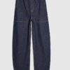 Blue Tie Waist Barrel Leg Jeans