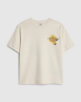 Boys Beige Oversized fit Orange T-Shirt