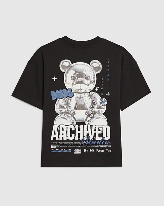 Boys Black Chrome Bear T-Shirt