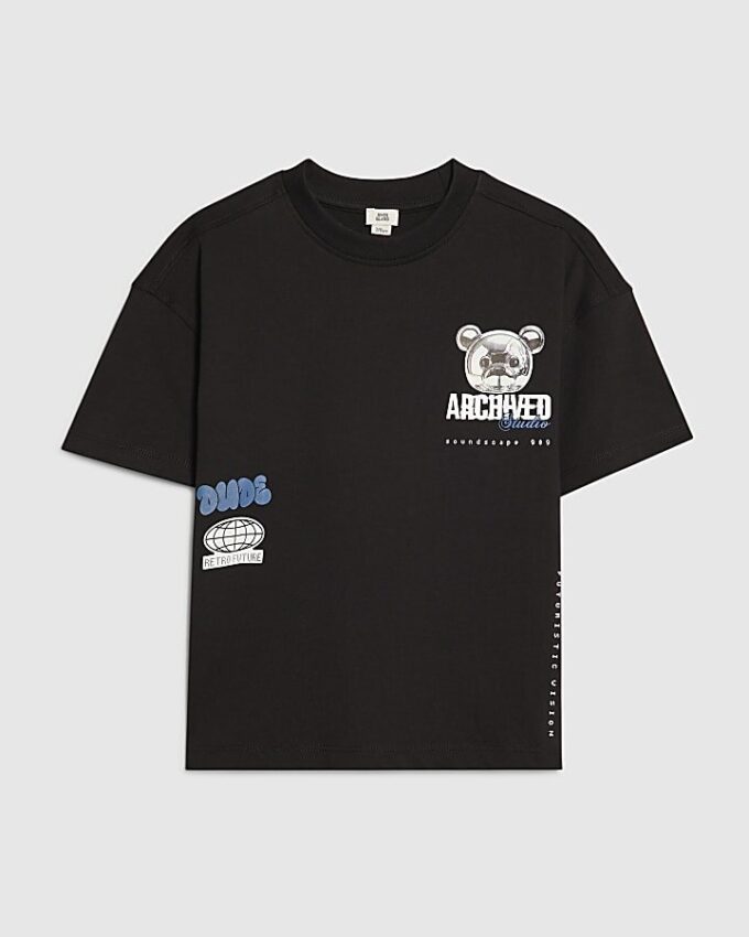 Boys Black Chrome Bear T-Shirt